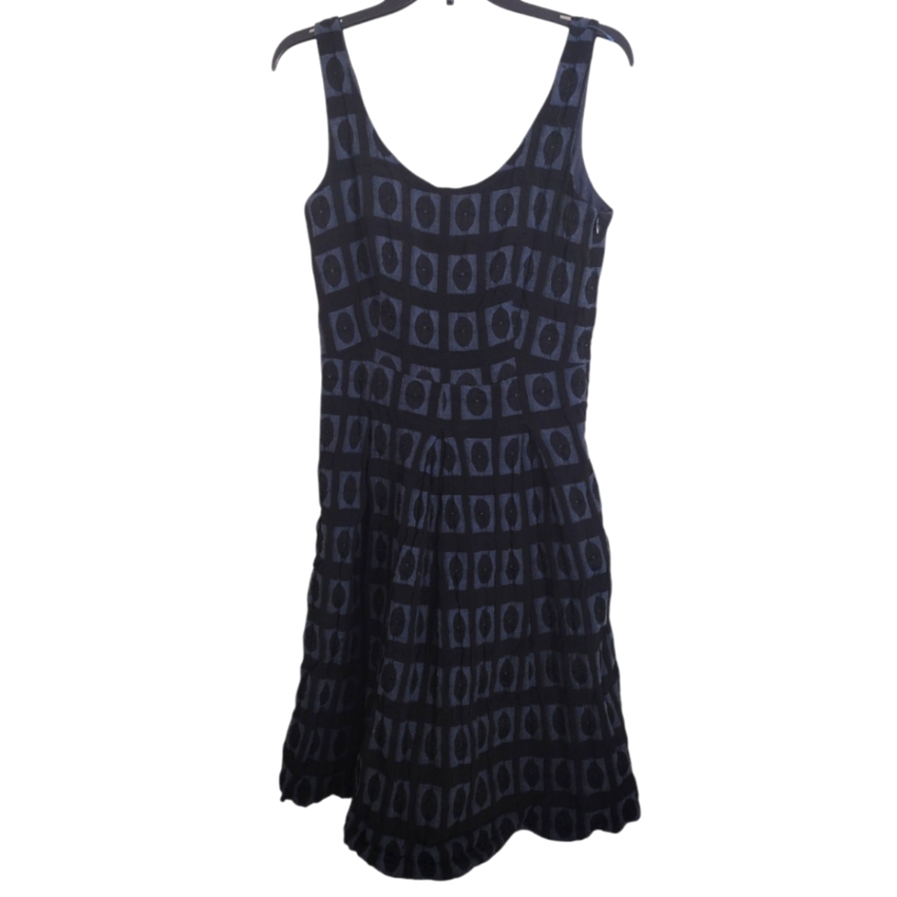 Lavia 18 Blue Sleeveless Geometric Pattern Dress Size 44 Italy 8 US